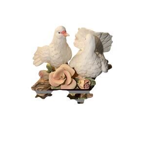 Vintage Capodimonte Porcelain Figurine Featuring Two Doves and Roses